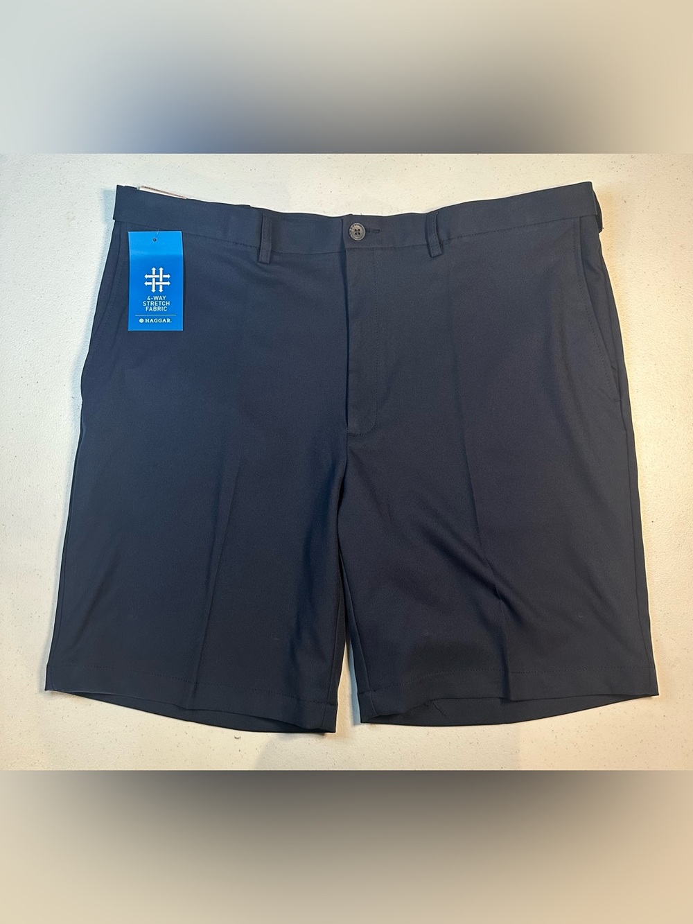 Haggar Cool 18 Pro Navy Golf Shorts 40W Performance Stretch Quick Dry NWT